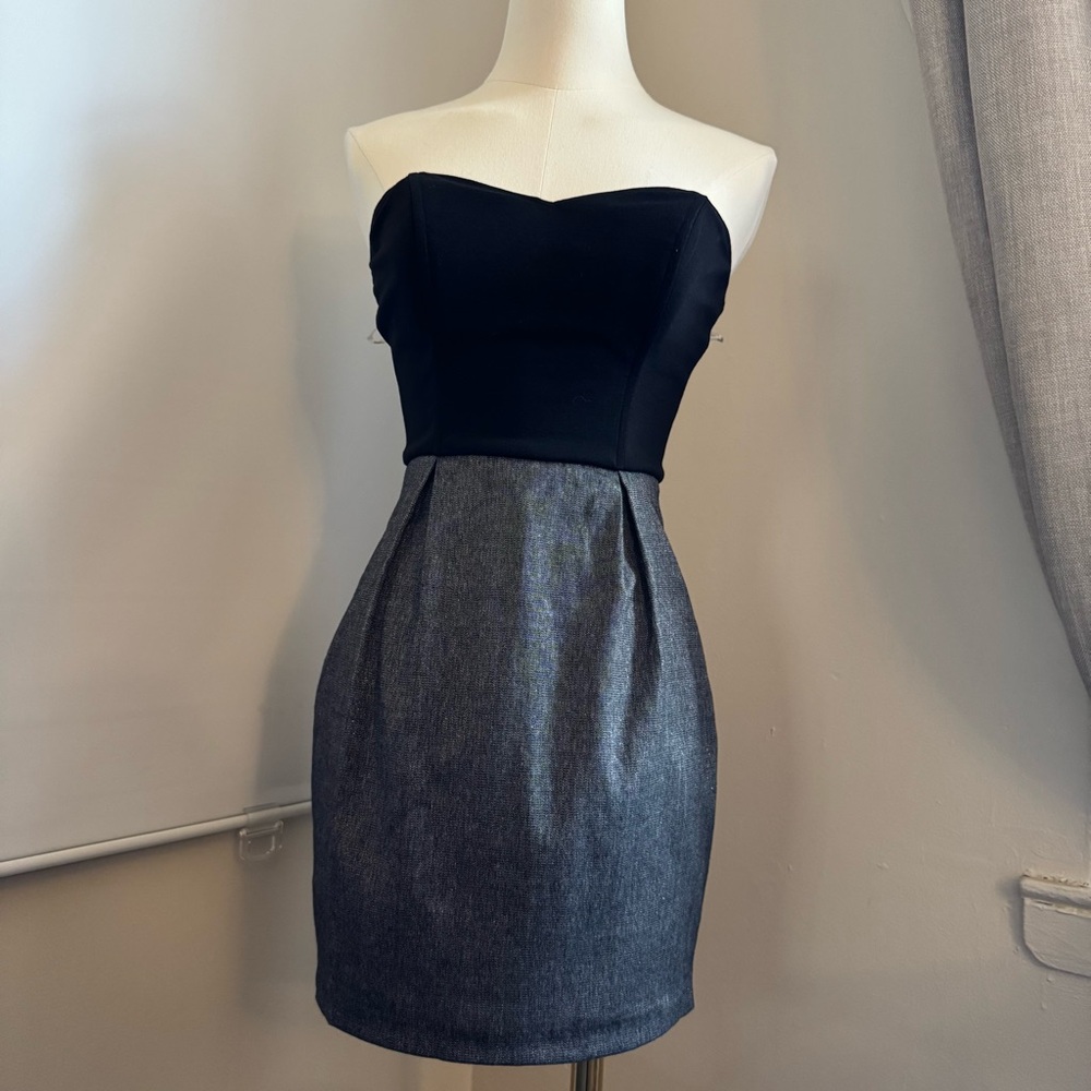 Guess Black and Gray Strapless Dress